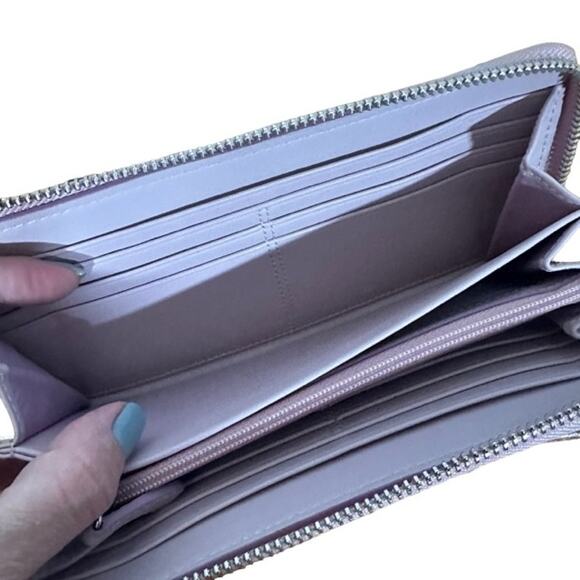 Coach Blush Pink Leather Zip Around Wallet Women - Picture 6 of 9